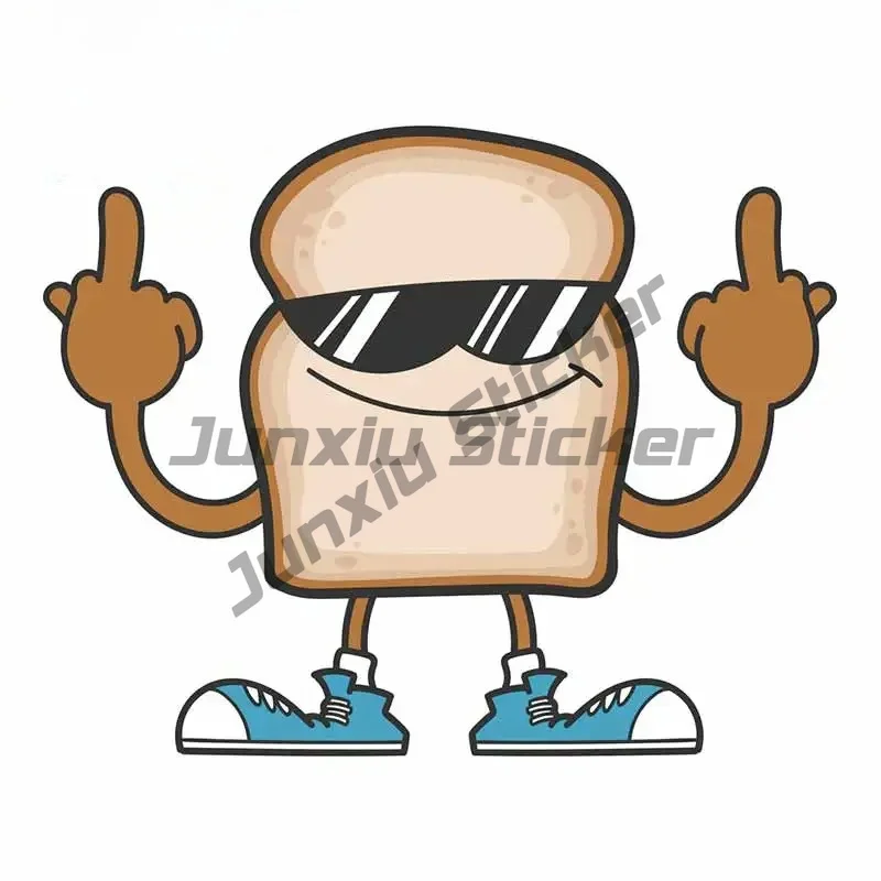 

For Bread Cartoon Character Middle Finger Motorcycle Car Stickers Windshield Decal Graffiti for JDM SUV