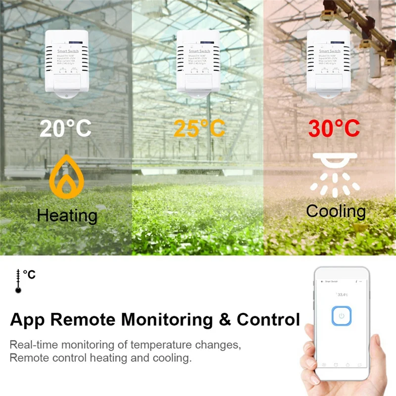 Tuya Smart Life Switch 16A 3000W Relay With Temperature Monitoring Thermostat Sensor RF433 For Alexa-ABIU