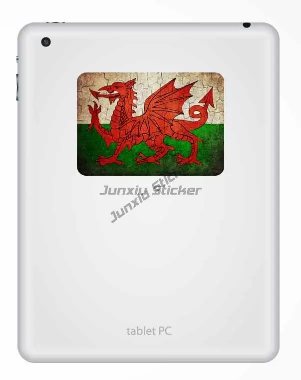 Personality Decor Distressed Wales Welsh Dragon Flag Vinyl Sticker Laptop Car Bike Waterproof Decor Reflective Sunscreen