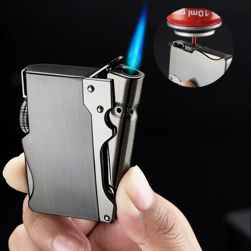 New Windproof Torch Jet Lighter Metal Creative Ignition Gas Turbine Lighter Butane Lighter Cigarette Accessories Men\'S Gadgets