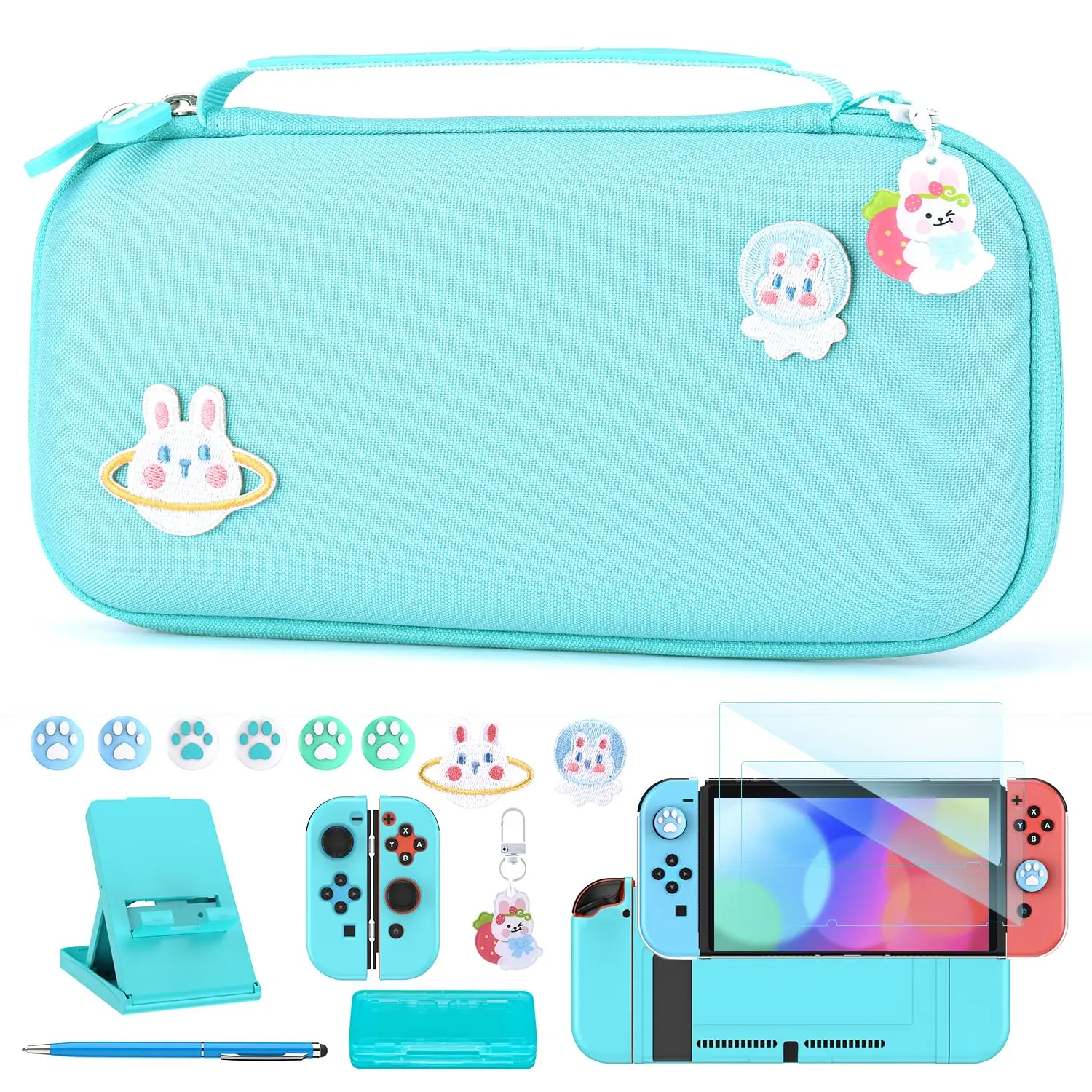 

Portable Switch Case for NS Switch With Protective Film, Switch Stand Traveling Hard Shell Card Box Case Gaming Accessory