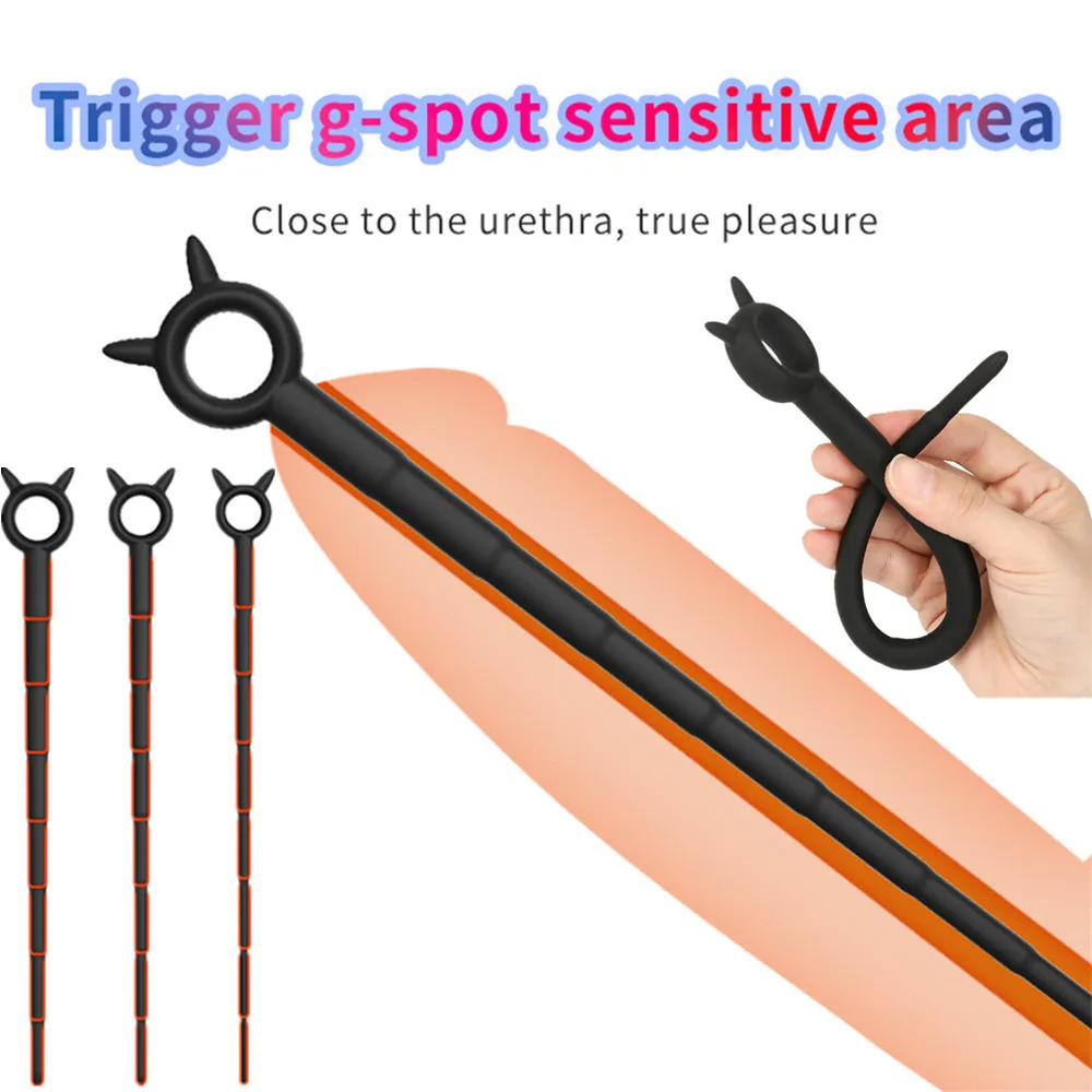 Penis Sounding Rod Toy Urethral Plug Cock Insertion Dilator Urethra Masturbator Silicone Horse Eye Stick Mens Adult Toys Sexshop