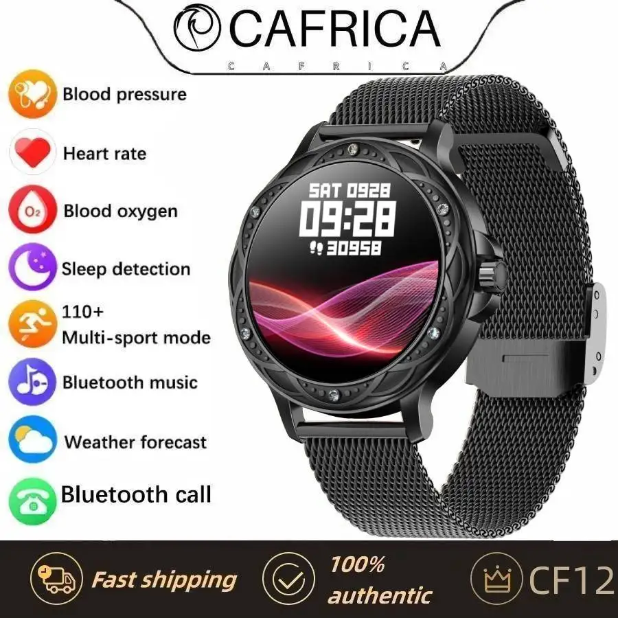 

CAFRICA CF12 Smart Watch Women Blood Pressure Oxygen Fashionable Smartwatch Fitness Sports Watch with BT Call Ladies Wristwatch