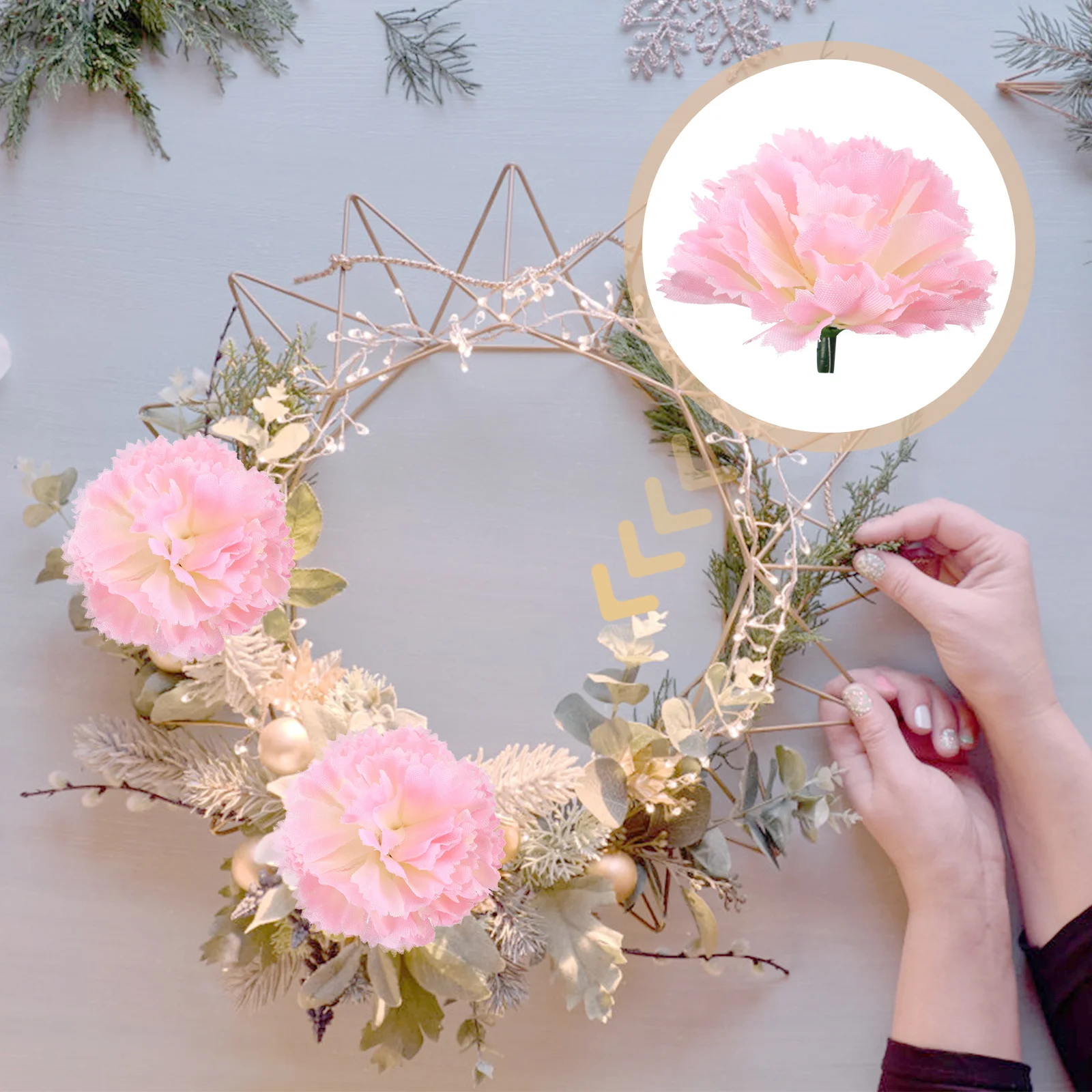 

20Pcs Exquisite Fake Carnation Flowers Fade Resistant Decorative Flower Heads for DIY Wedding Party Layouts Home Decor Silk