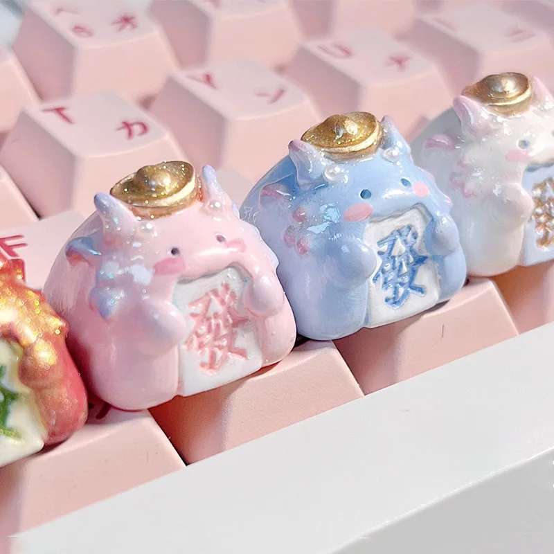 Imagem -06 - Cute Lucky Dragon Resin Keycap Handmade Keycap Adequado para Cross-shaft Keycaps Teclado Mecânico Original Presentes