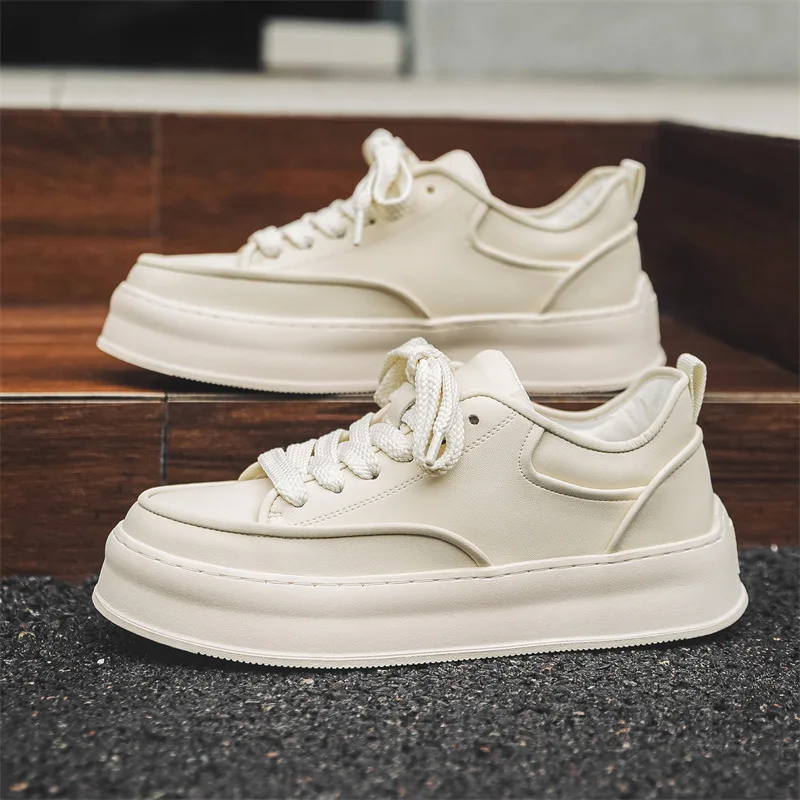 

Новые белые повседневные модельные мужские кожаные туфли, дышащие, увеличивающие рост, весенне-осенние модные британские кроссовки