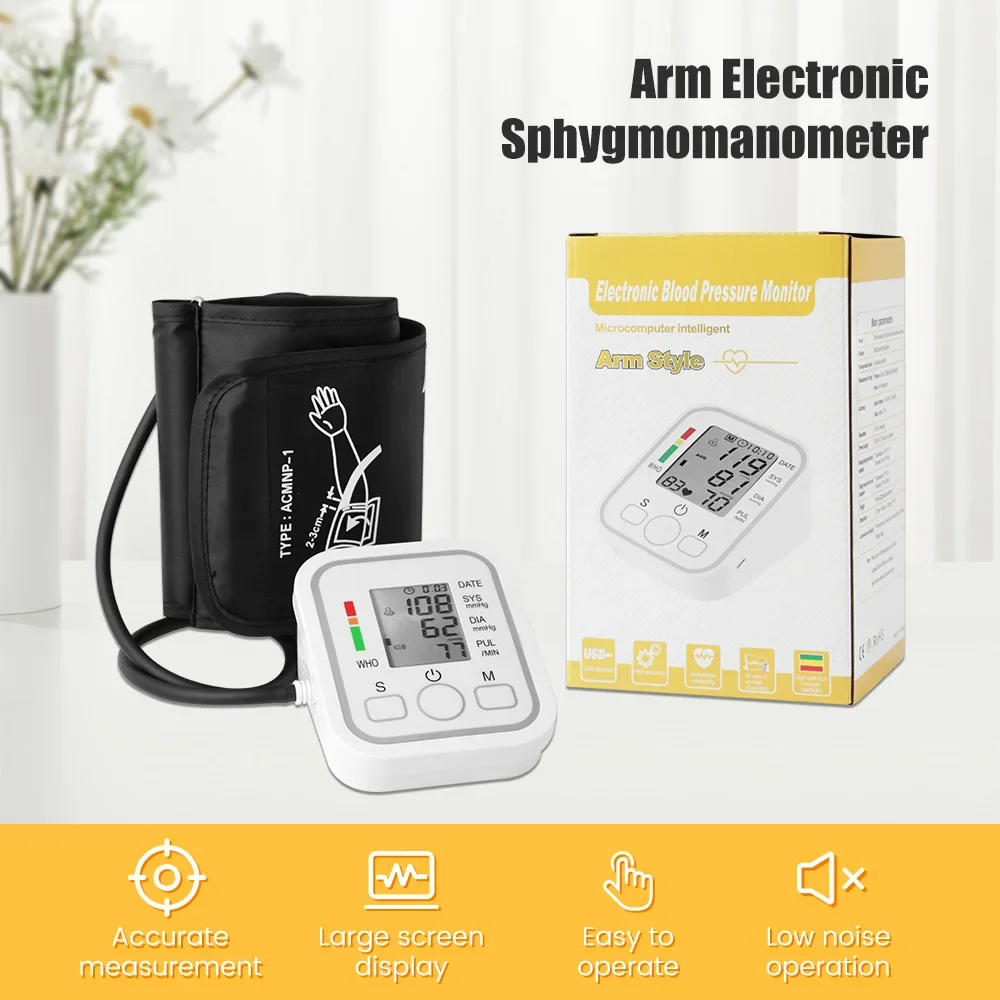 Arm Blood Pressure Monitor Sphygmomanometer Tonometer Tensiometer + Pulse Oximeter Finger Clip Pulse Monitor + Body Thermometers