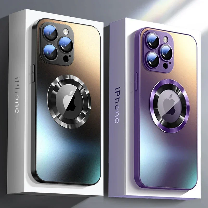 

Luxury Matte Magnetic For Magsafe Case For iPhone 16 15 Pro Max 14 13 12 11 Camera Protection Shockproof Wireless Charging Cover