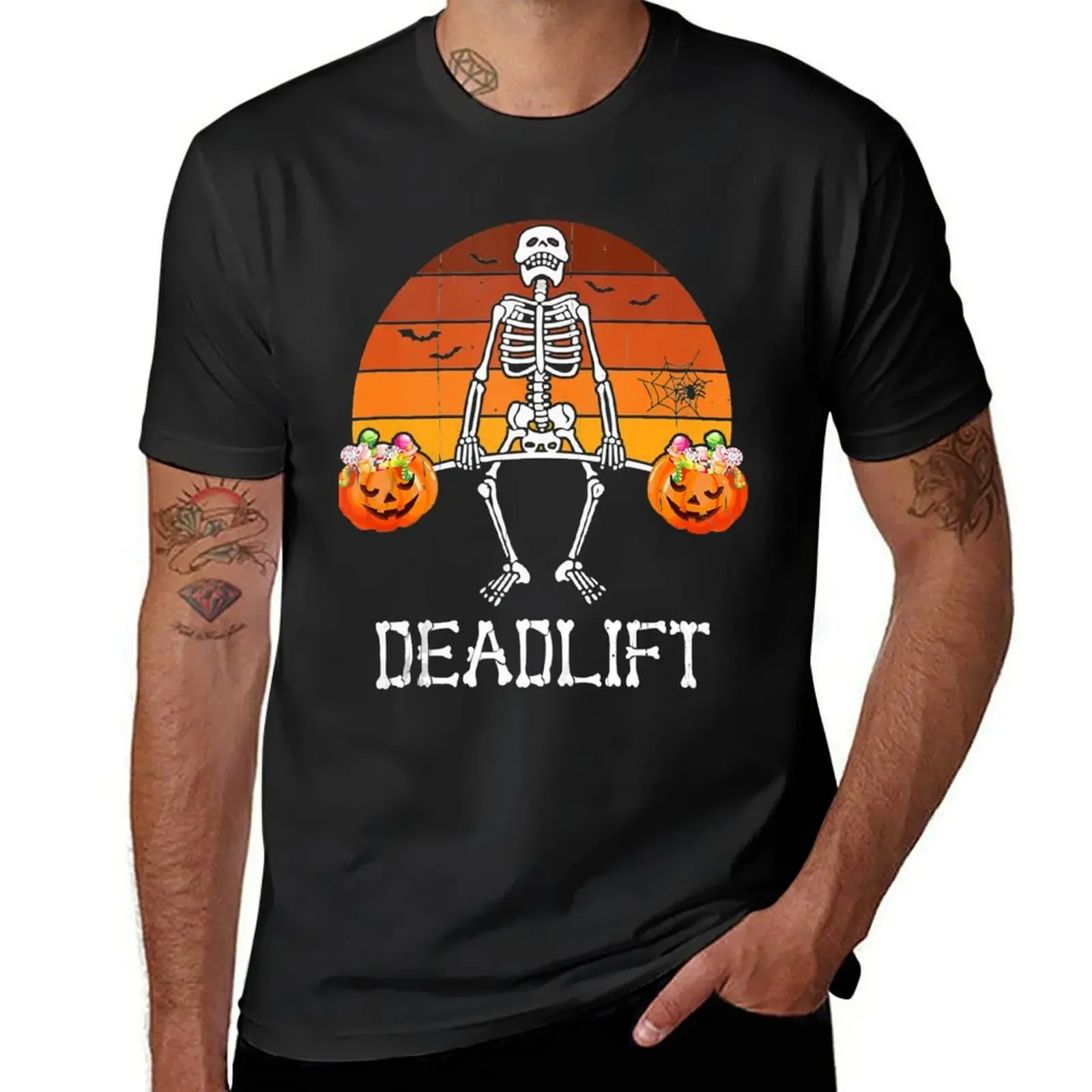 Skeleton Dead Lift Candy Buckets Gym Workout Halloween T-Shirt sports fans anime t shirts tees summer top shirts men graphic