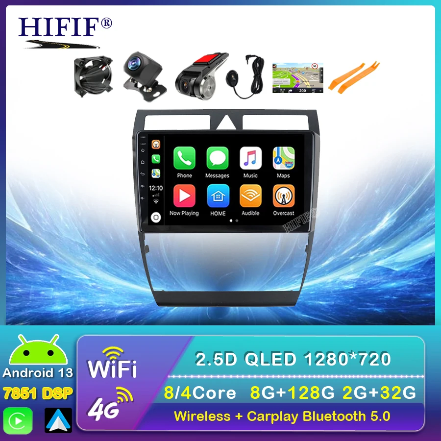

9 Inch Android 13 Car Radio Audio for Audi A6 C5 2 RS6 S6 1997 - 2004 Car GPS Auto Stereo Multimedia Video Player 4GLTE WIFI USB