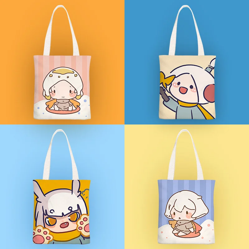 

Cute Anime Canvas Tote Bag Women Casual Shoulder Bag Fresh Style Large Capacity Shopping Handbag Student Daily Use