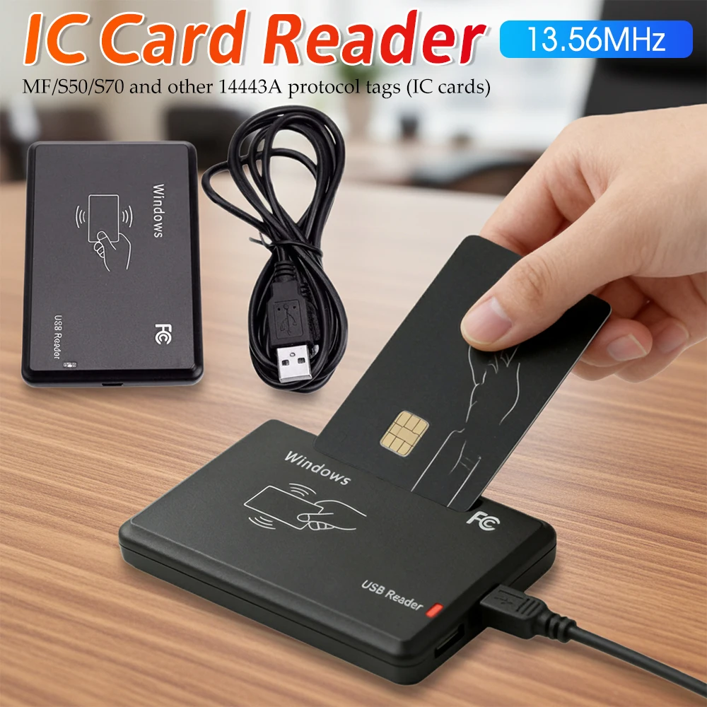 Smart Card Reader with LED Indicator/Buzzer Access Control Encrypted Programmer Compatible for Windows Linux MacOS