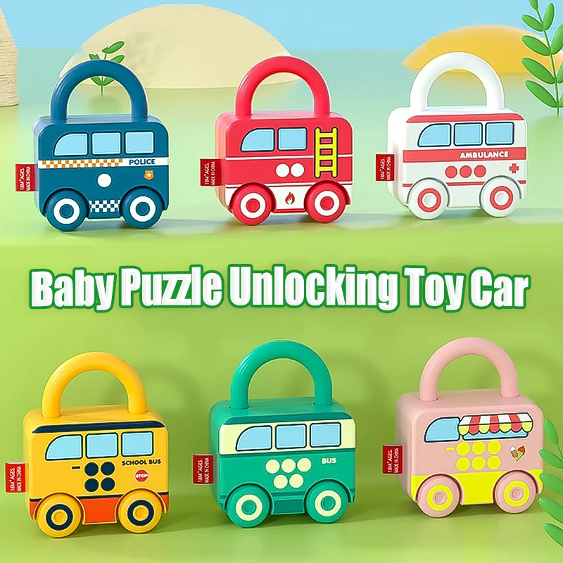 Children's Unlocking Toy Car Early Education Puzzle Baby Digital Matching Key Car Toys Baby Kindergarten Cognitive Teaching Aid