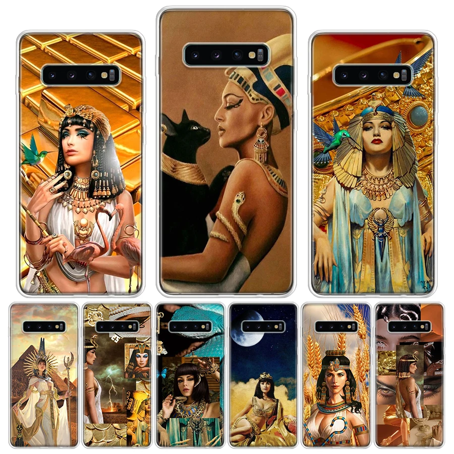 Pharaoh Ancient Egypt Cleopatra Silicon Call Phone Case For Samsung Galaxy S23 S24 Ultra S21 S20 FE S22 S10 Plus S10E S9 S8 +