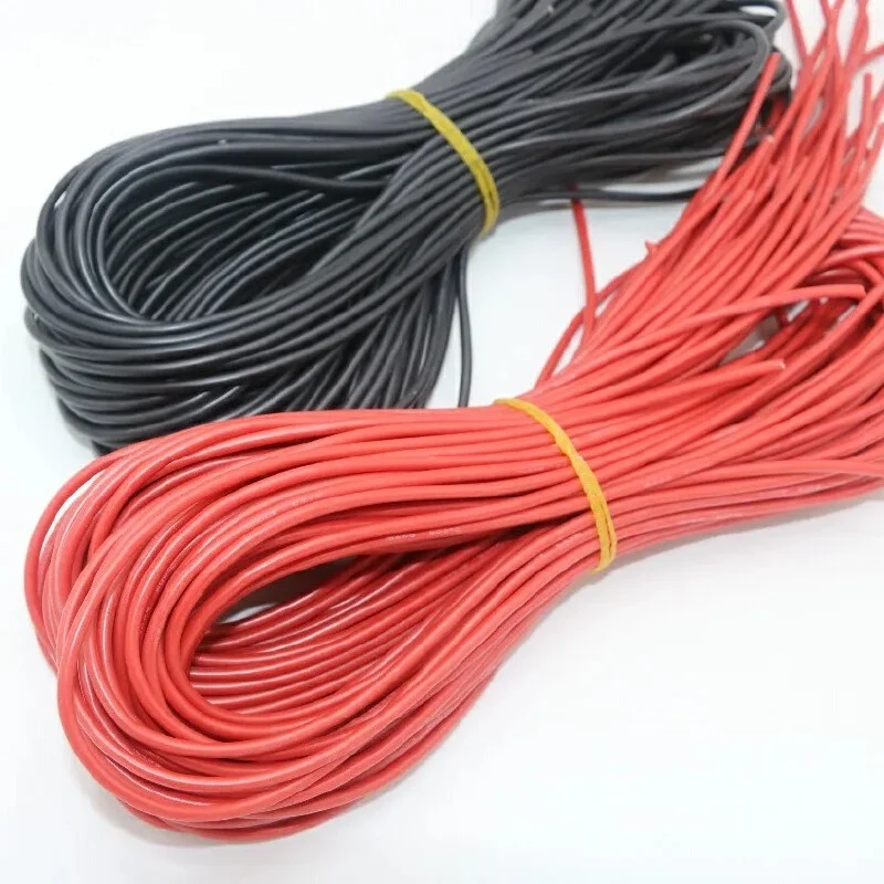 10 Meter/Lot High Quality Wire Silicone 10 12 14 16 18 20 22 24 26 28 30awg 5m Red And 5m Black Color