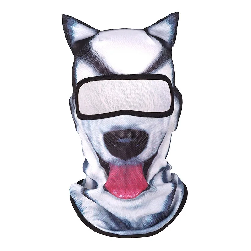 

Funny 3D Animal Face Mask Dog/Cat Ear Printed Polyester Fiber Animal with Ears Hats Sun Protector Windproof Neck Gaiter Summer