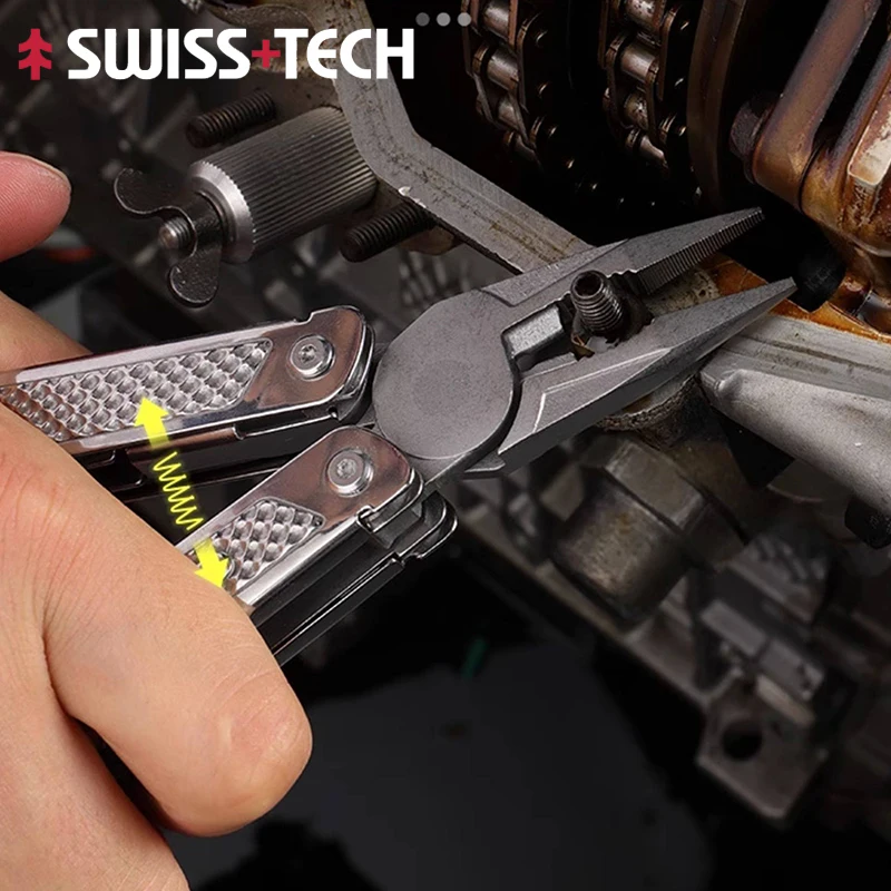 

SWISS TECH 15 в 1, многофункциональный инструмент EDC, плоскогубцы, складной многофункциональный инструмент, карманный нож, ножницы, инструменты для ремонта на открытом воздухе, для кемпинга