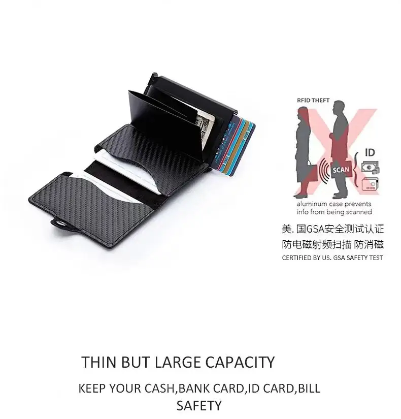 Metal Credit Card Holder Wallet Small Money Bag RFID Protection Pop Up Wallet for Men and Women Card Case