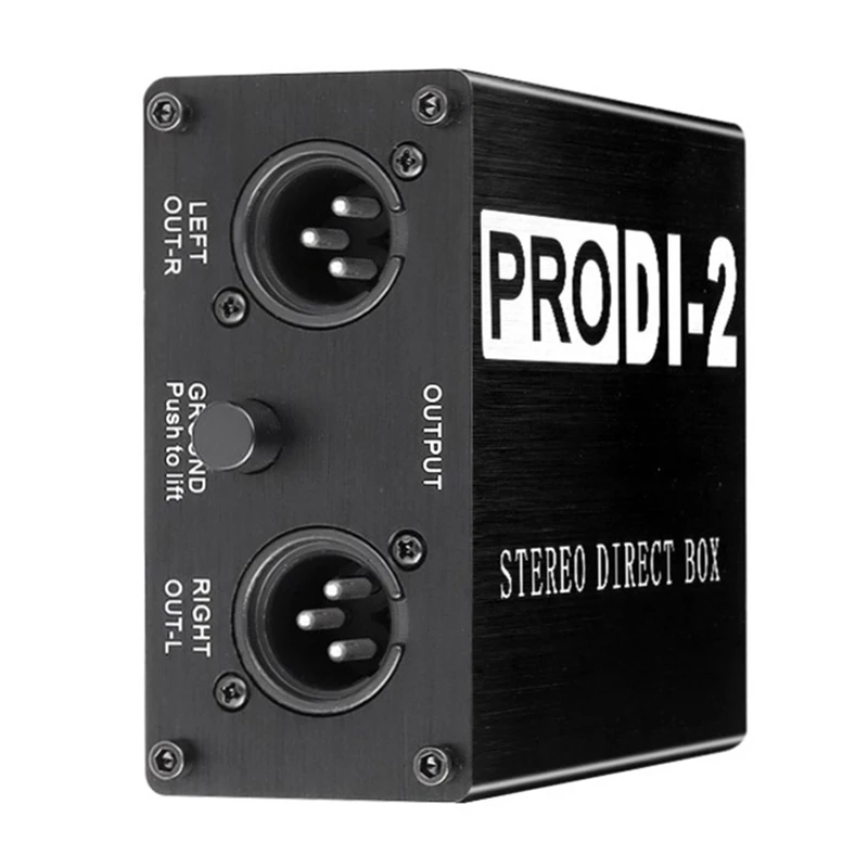 Prodi-2 Passive Stereo Direct Box Audio DI Box Direct Injection Box Low Noise Guitar Bass DI 2 Channel Audio Converter