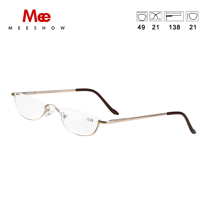 MEESHOW Reading Glasses for Woman Half Rim Comfort Spring Hinges for Men metal presbyopia stylish glasses +1.75 +2.25 +3.5 340