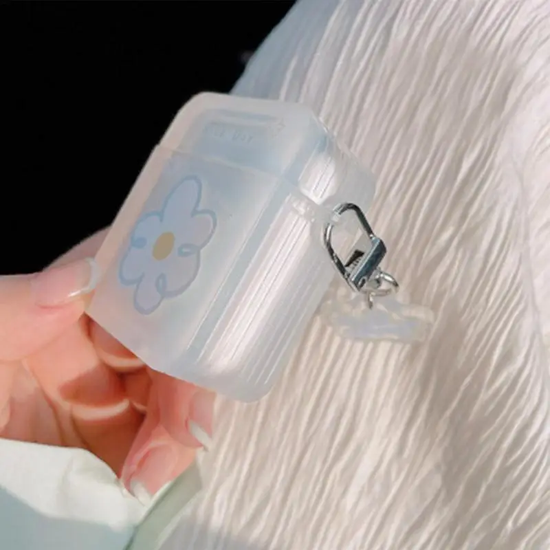 Kotak Earpiece Transparan Lucu untuk Airpod 1/2/Pro dengan Gesper untuk Airpods Earphone Kotak Pelindung Casing Penutup