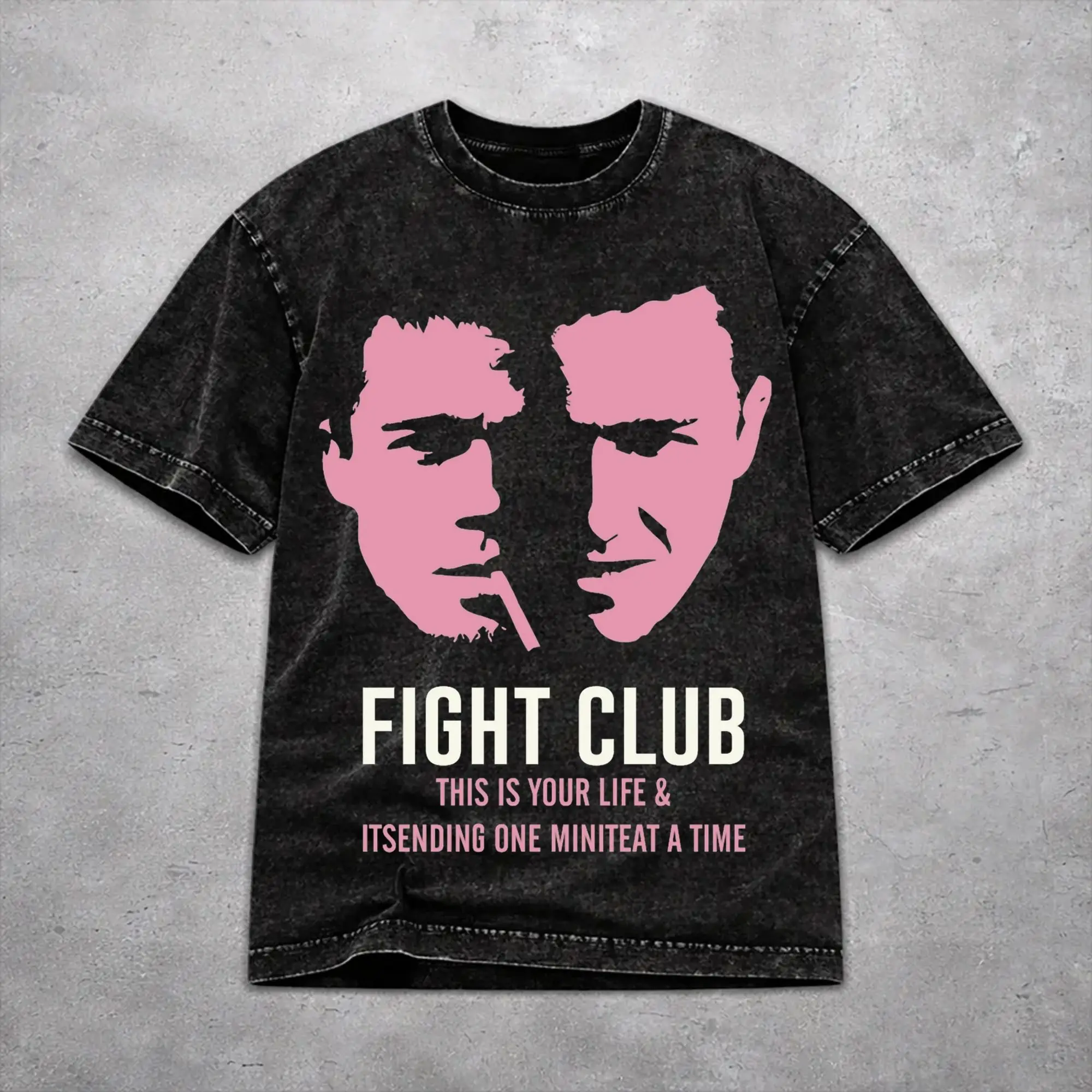 Fight Club Movie T Shirt Vintage Washed Style For Men Women 100% Cotton Tee Shirts Clothing