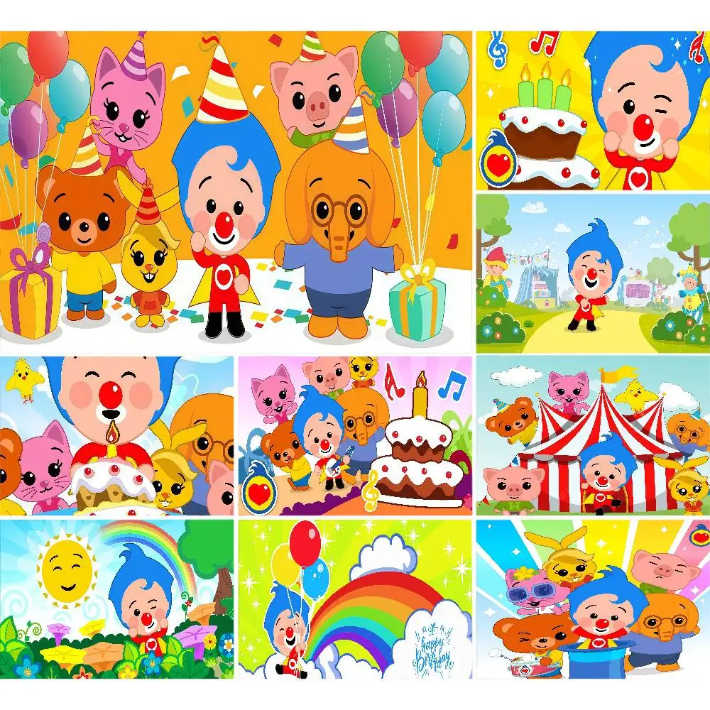 Fondo de Fotografía para Estudio, Decoración para Fiestas en Casa al Aire Libre, Cortina de Fondo para Fotos, Fondo de Dibujos Animados Plim Plim
