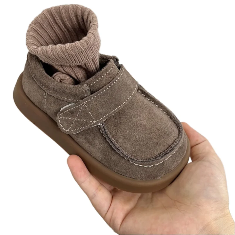 

children's frosted suede retro leather shoes autumn winter new versatile boys girls cowhide fashionable casual shoes Size 21-32