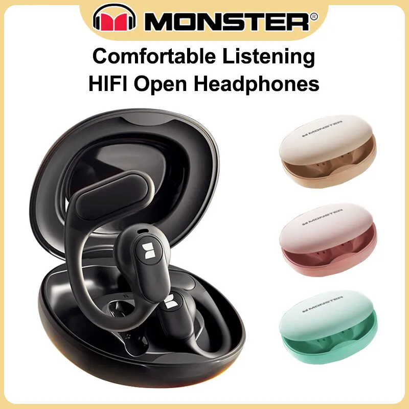 Monster XKO15 OWS Wireless Bluetooth V5.4 Headset 360° Stereo HD Call Earbuds Low Game Latency Long Endurance Sport Earphones