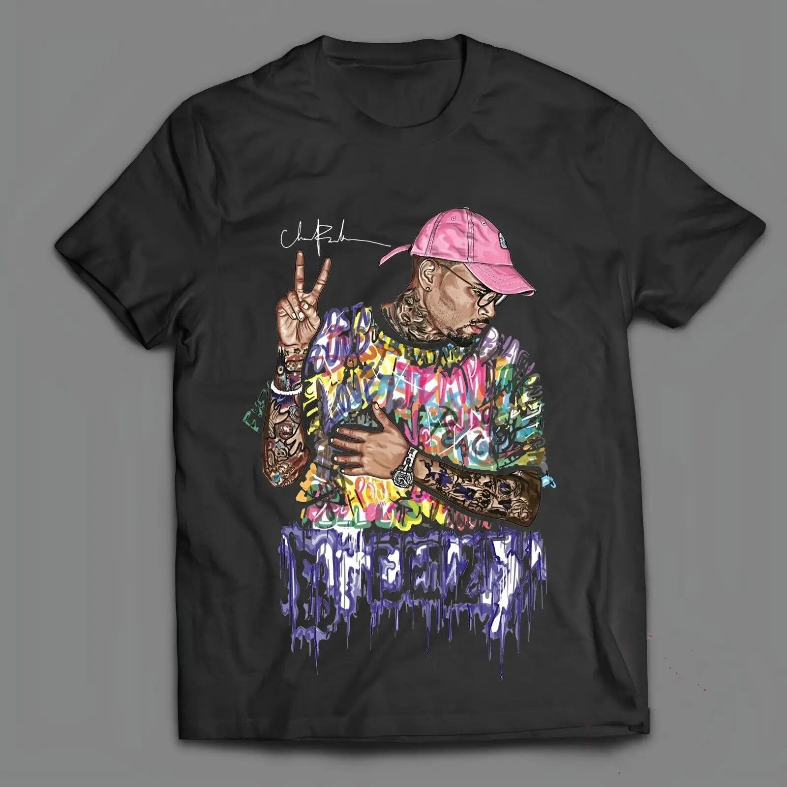 New Popular Chris Brown Signature T-shirt Cotton Unisex S-5XLGC1256