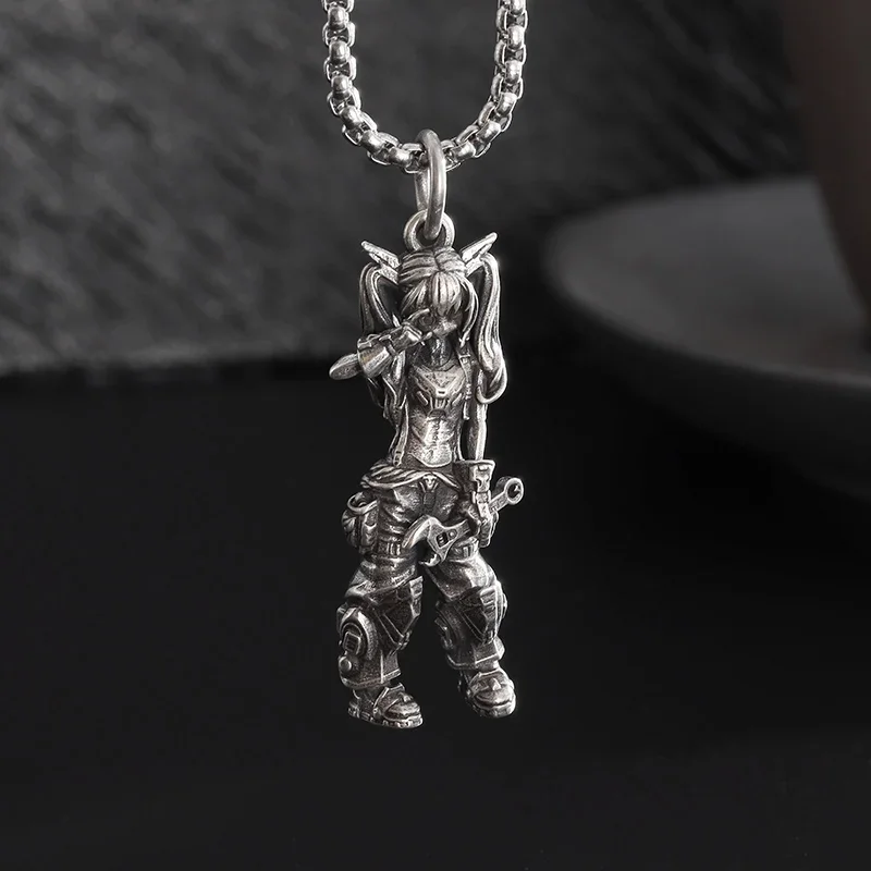 Fashion Cute Mech Girl Necklace Punk Repair Biker Goddess Necklace Men Women Biker Hip Hop Rock Trend Jewelry