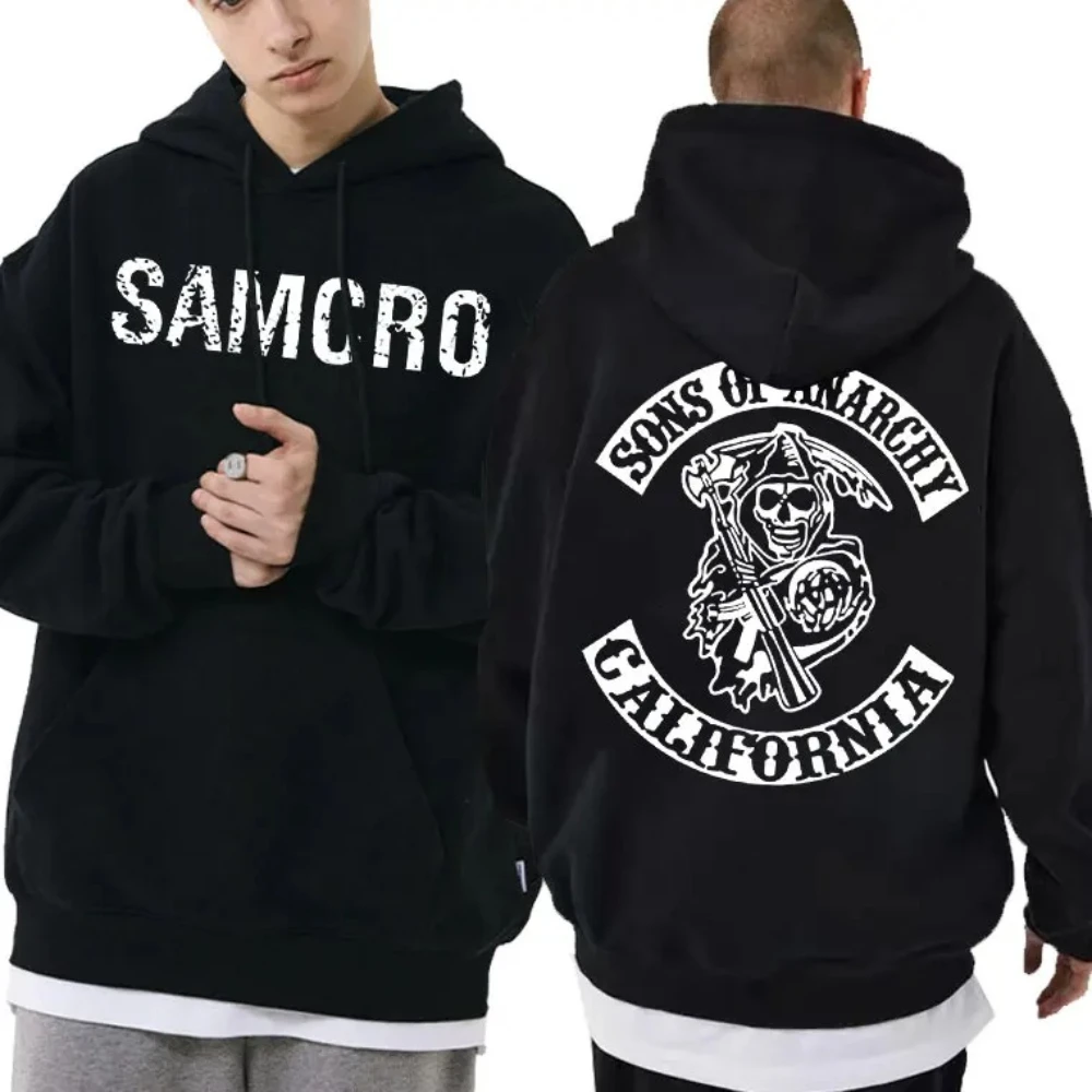 Sons of Anarchy SAMCRO Double Sided Print Hoodie Sweatshirt Men Womnen Fashion Brand Design Pullover Men's Fleece Cotton Hoodies