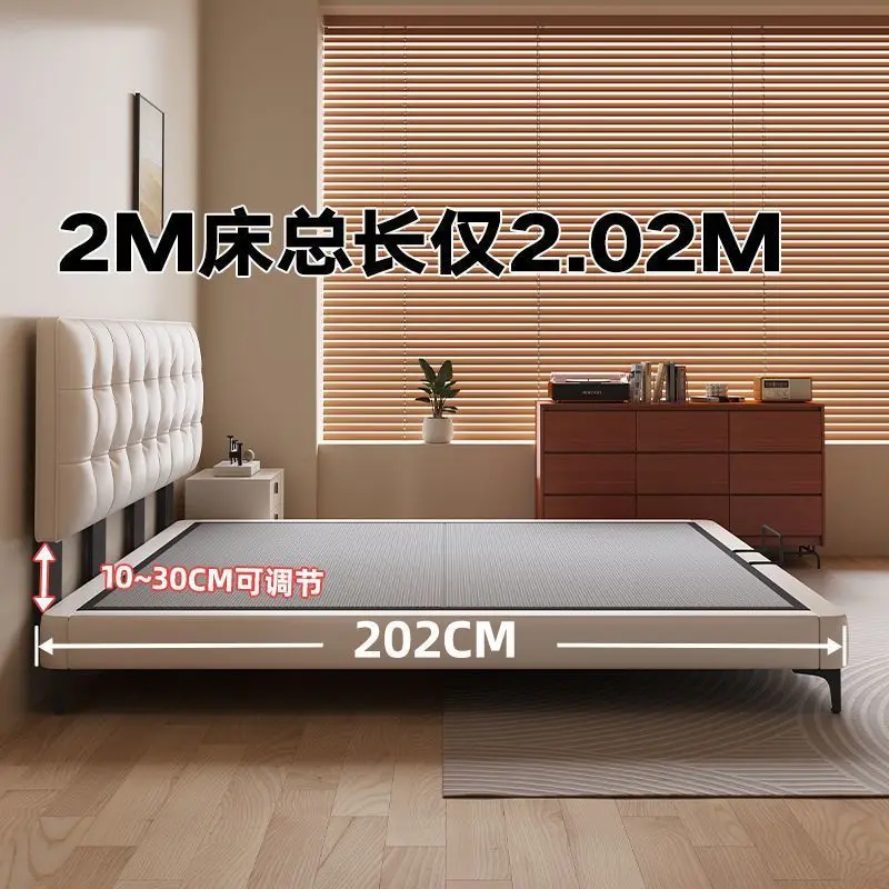 Leather bed modern simple double ultra-thin bedside bed small apartment master bedroom large