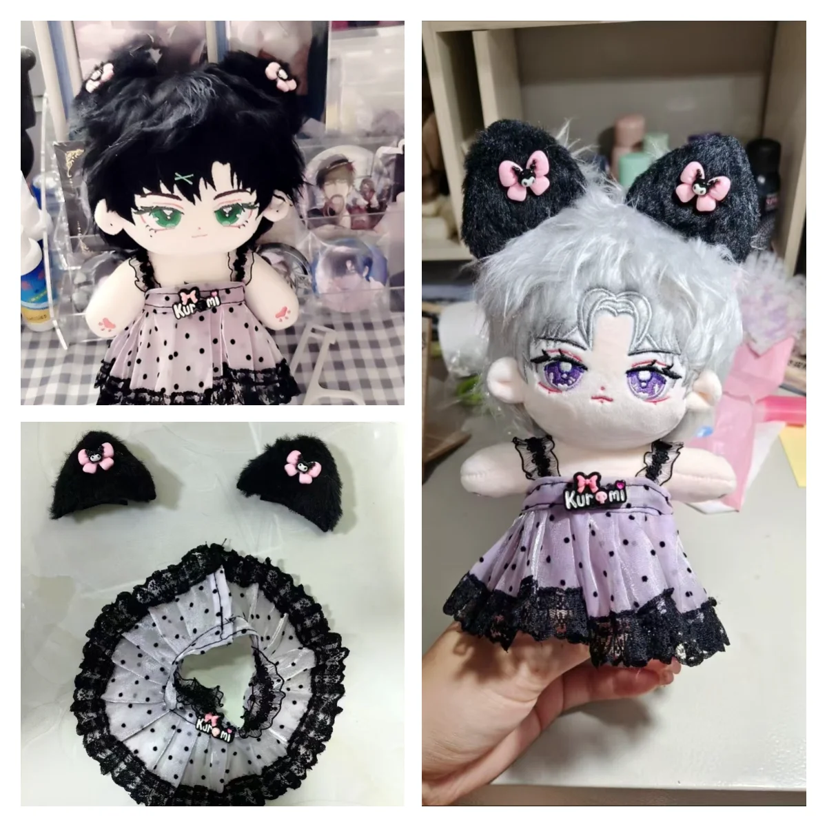 Love and Deepspace20CM Doll black Princess Dress With Cartoon Headband Clothes Doll AccessoriesXavier Zayne Rafayel ralayo Sylus