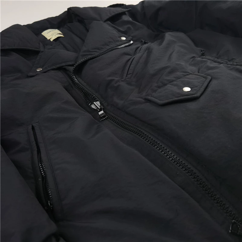 2024ss Fashion Zipper Down Down-filled Coat Wash Vintage Warm Men\'s Jacket Streetwear Windbreaker Techwear Traf Clothing