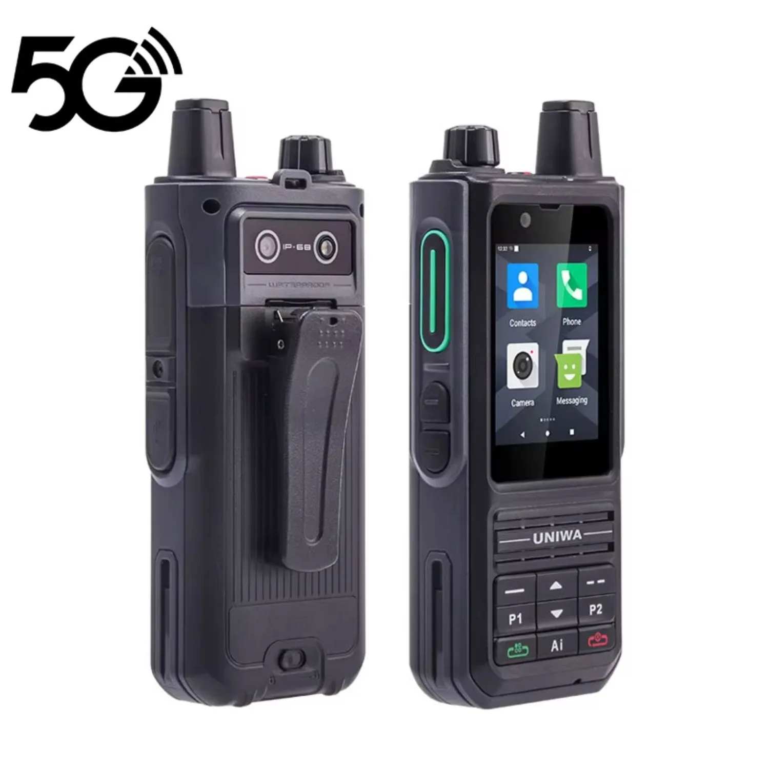 2025 New UNIWA NR120 5G Black Rugged Mobile Phone IP68 3GB 32GB Radio Walkie Talkie 2.4 Inch IPS Touch Screen Android 13 5000mAh