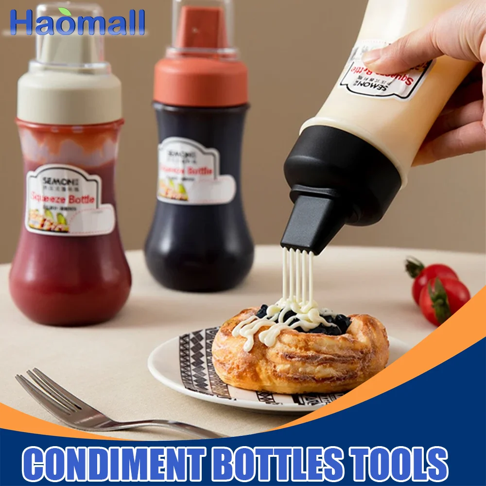 5 Hole 350ml Ketchup Squeeze Bottle Squeeze Condiment Olive Oil Bottles Salad Mustard Sauces Dispenser Kitchen Tools