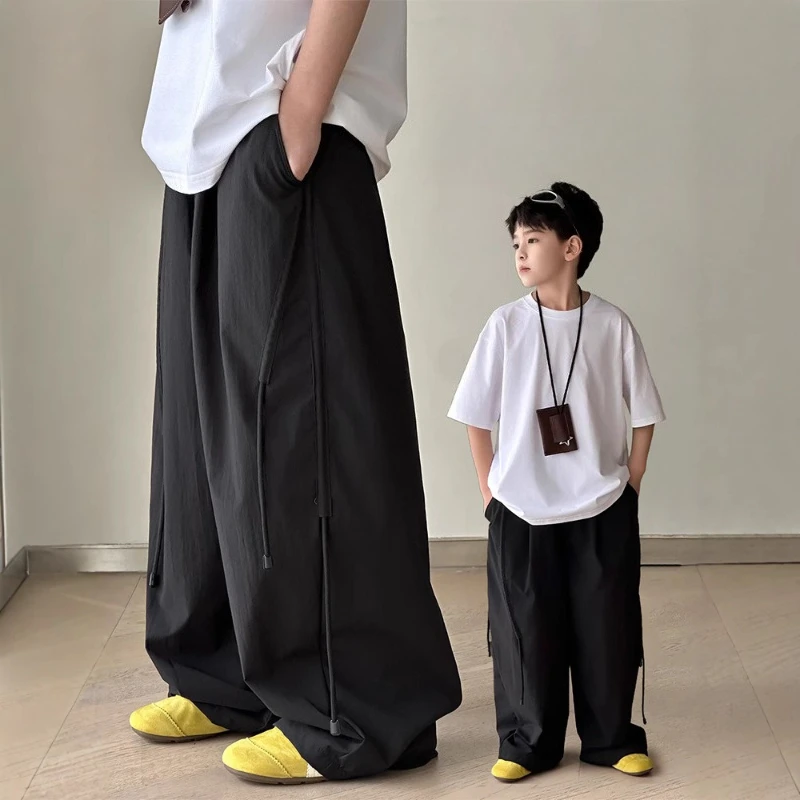 

Детские длинные брюки для мальчиков, лето 2026, модные американские свободные повседневные брюки для подростков, коллекция одежды