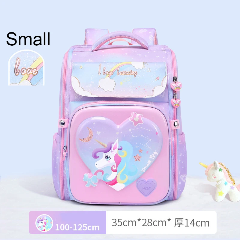 New 1-5 Grade Primary Orthopedic School  Backpack For Girls 3D Cartoon kawaii Unicorn School Bag Kids Schoolbag Mochila Infantil