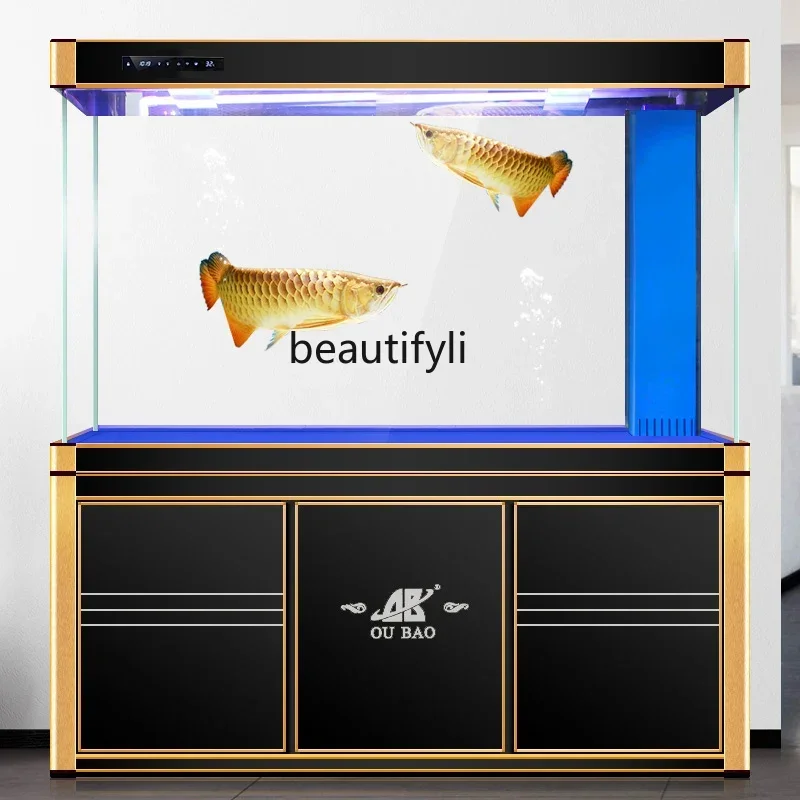 Intelligent ultra-white glass arowana tank  large and medium-sized living room bottom filter water-free  borderless Chinese