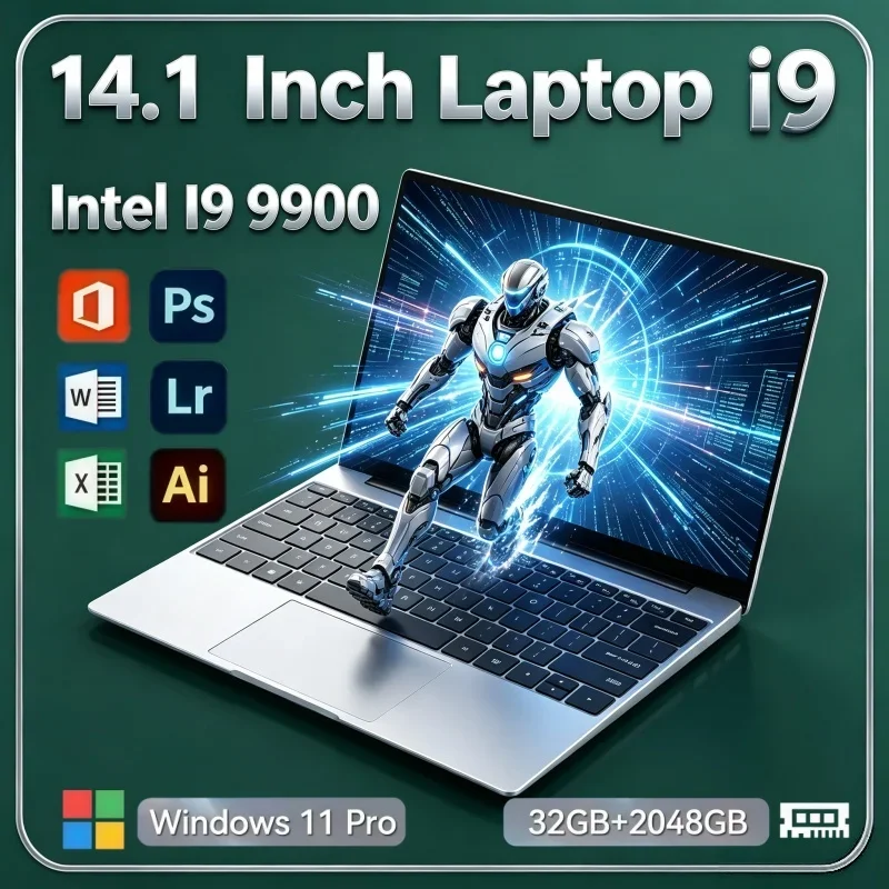 14.1 Inch New Laptop PC Intel Core I9-9900 32GB RAM 2TB SSD Windows11 Notebook For Online Class Learning
