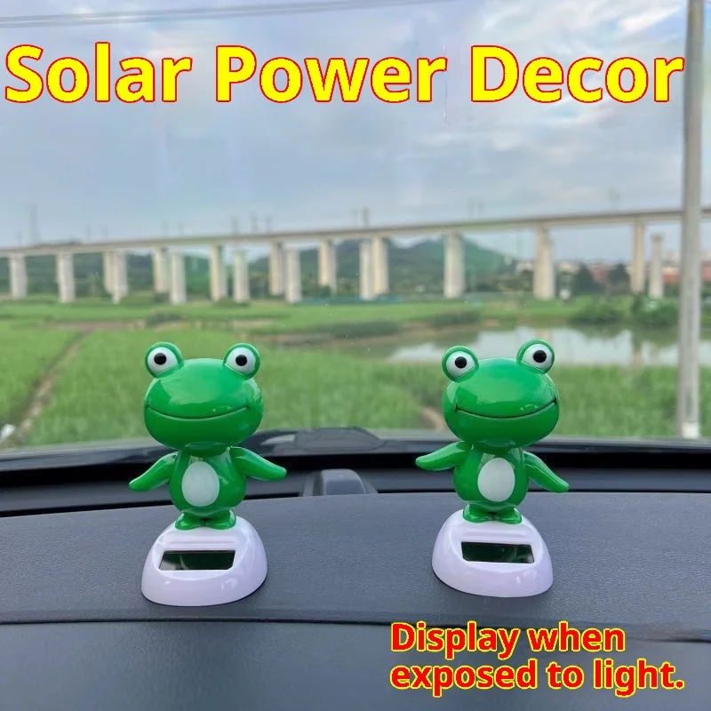 Tiktok رائجة البيع تعمل بالطاقة الشمسية المتذبذب الضفدع سيارة الديكور الداخلي لوحة القيادة زخرفة الحيوان سيارة لعبة لطيف دمية هدية