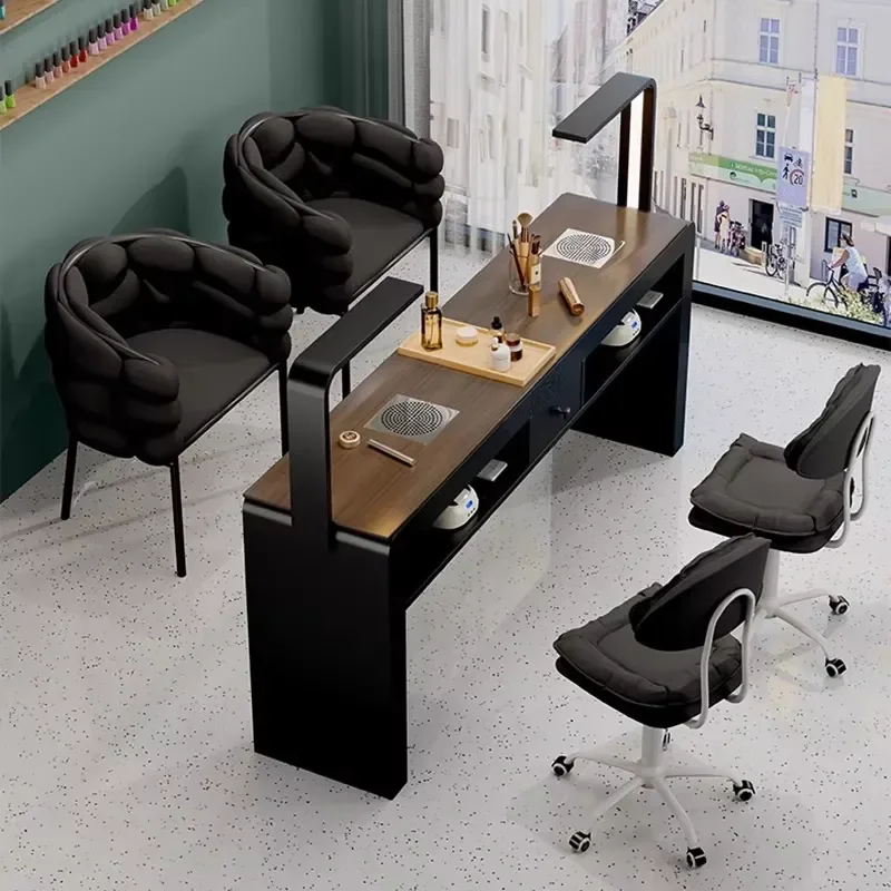 Profesional Modern Nail Desk With Light Luxury Trendy Elegant Nail Table Italian Premium Table De Manucure Salon Furniture