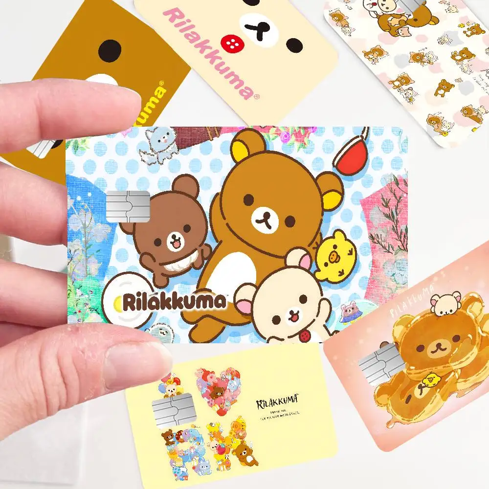 Popular Cute R-Rilakkumas Bear Game Film Cover Sticker Case for Small Chip Credit Debit Card Front Side