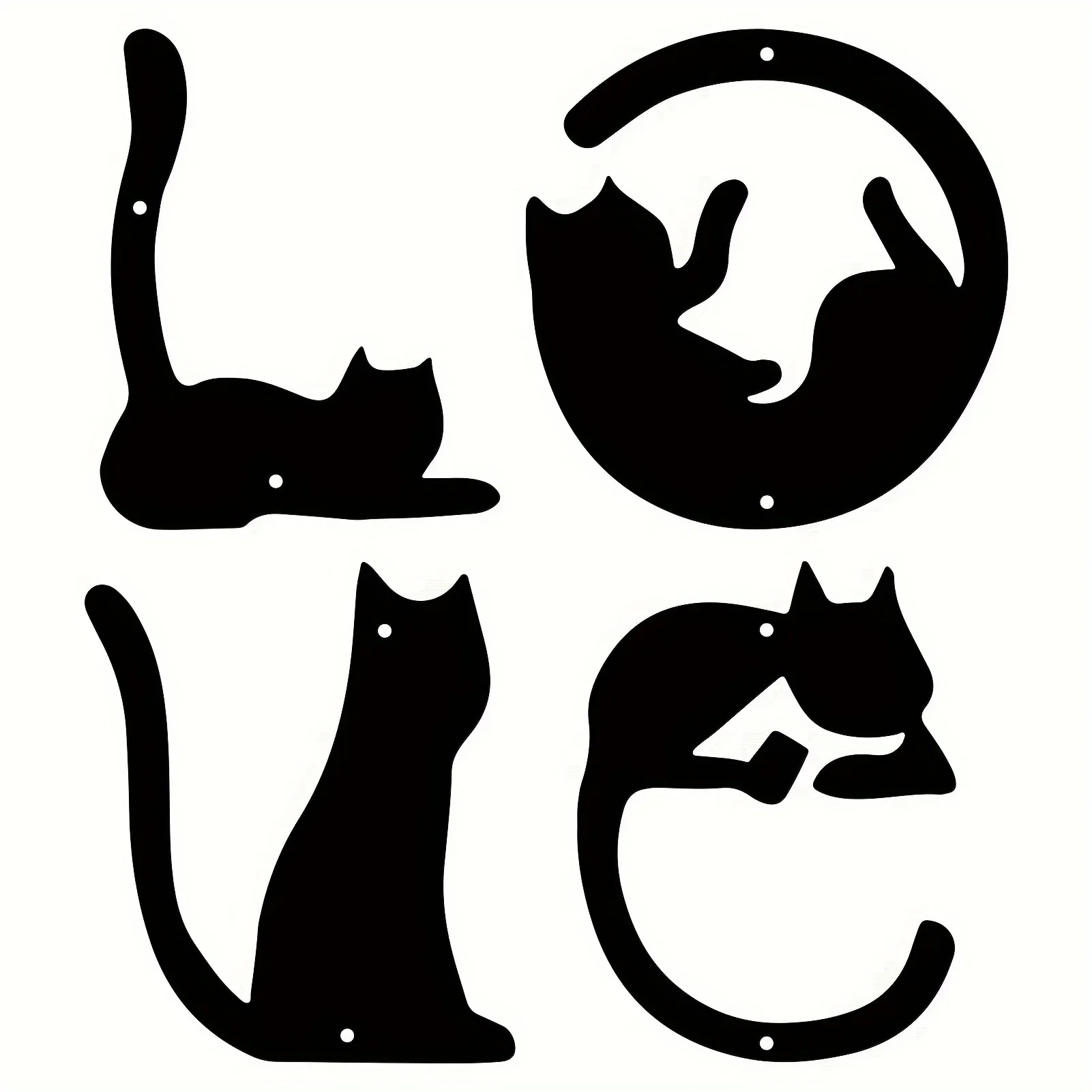 HELLOYOUNG 4pcs/set Cute Cat Metal Wall Room Decor Abstract Home Wall Art Decor Gothic Valentine's Day Decor Wall Sticker