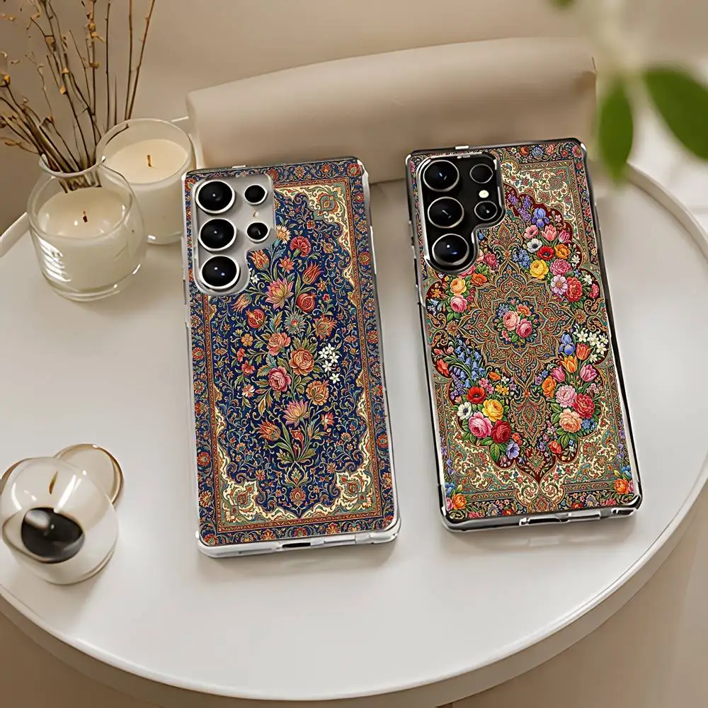 Persian Carpet Floral Pattern Phone Case For Samsung Galaxy S21 S22 S23 S24ULTRA S25ULTRA FE Ultra Plus5G A52S S26 Cover