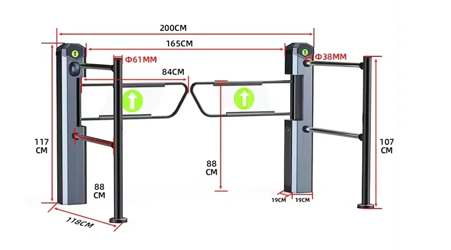 4 Poles Supermarket Security Entrance Electric Automatic Swing Turnstile Barrier Gate