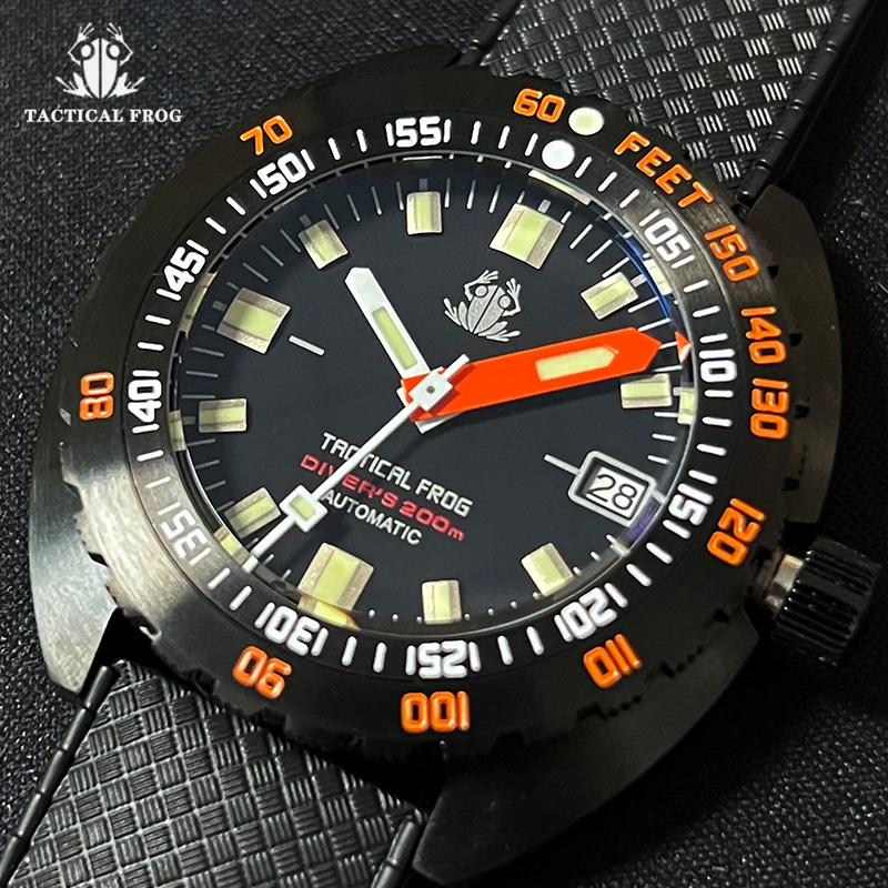 Tactical Frog Sub 300T V2 Diver Watch Man New Arrival Scratch-Resistant Sapphire Crystal 200M Waterproof PVD Black Case Men\'s