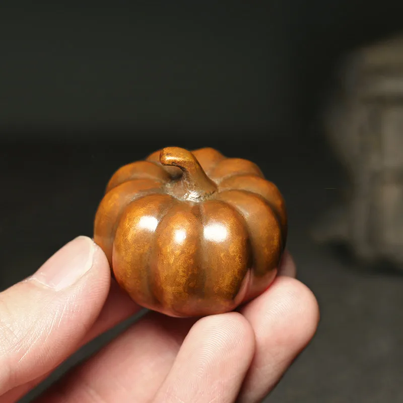 Cute Bronze Paperweights Creative Metal Small Pumpkin Paper Weight Chinese Calligraphy Students Paperweights Paper Pressing Prop