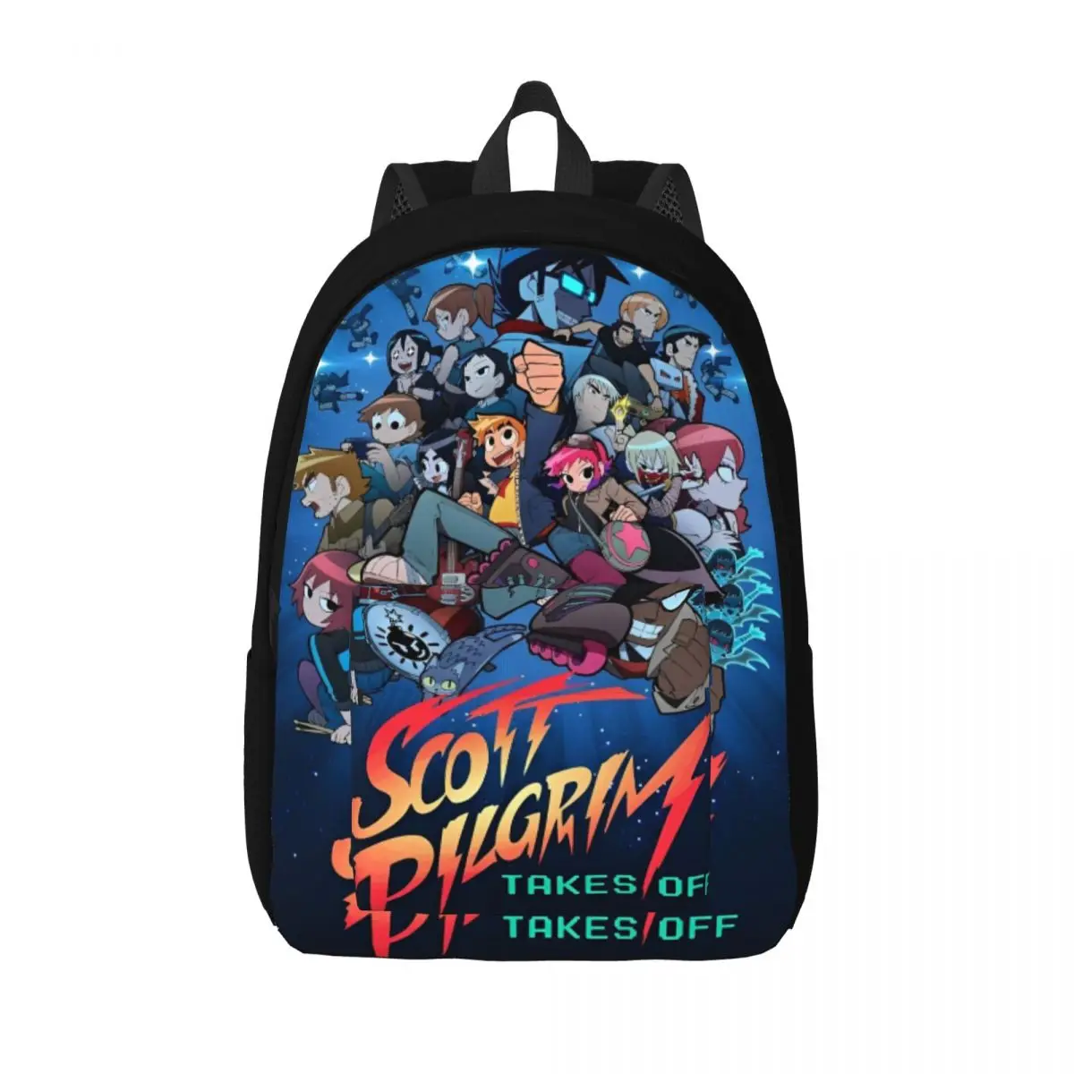 Scott Pilgrim Takes Off-Mochila clásica con bolsillo para hombre y mujer, bolso de hombro para ordenador portátil, escuela secundaria, negocios, fantasía, Daypack